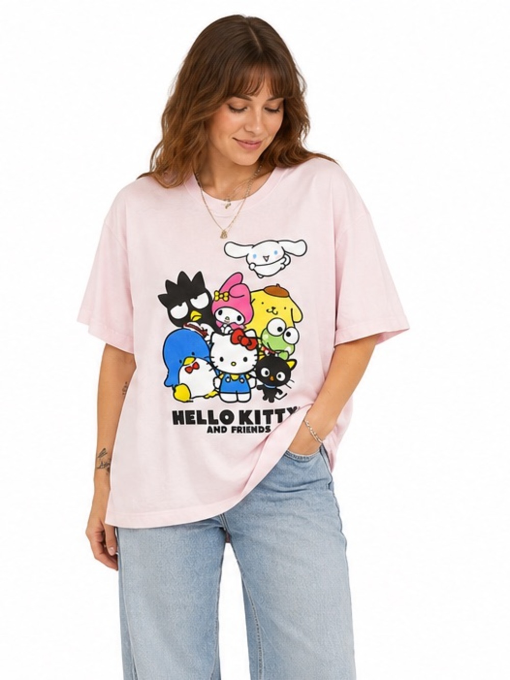 Hello Kitty & Friends Sanrio Pink Graphic T-Shirt 2XL Oversized